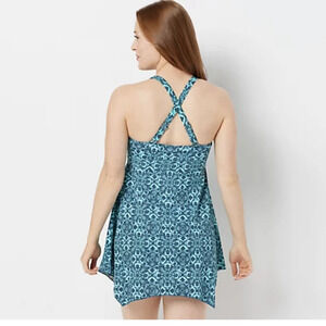 D&CO Beach  Swimsuit Dress with Handkerchief Hemline and Adjustable Straps sz 12